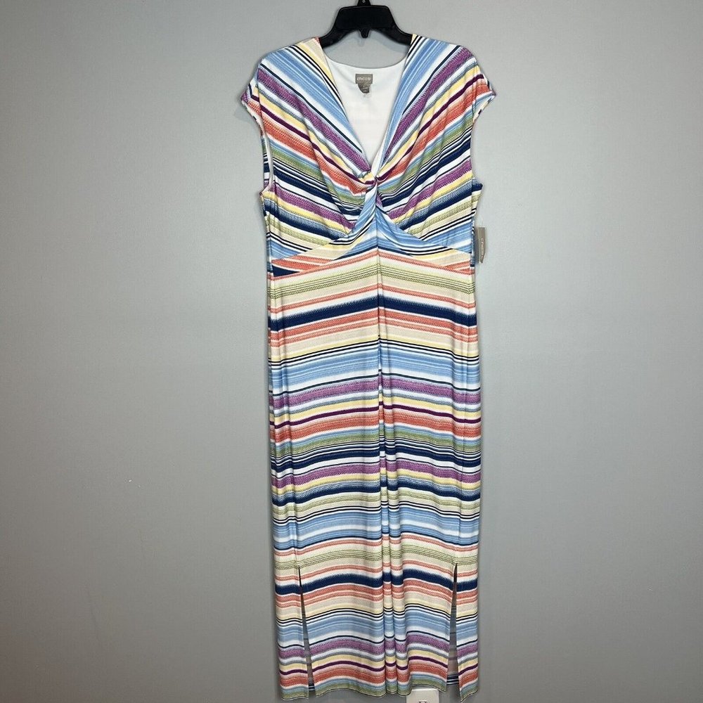 Chico's Fantastical Stripe Twist Front Maxi Dress US size XL Chicos Size 3